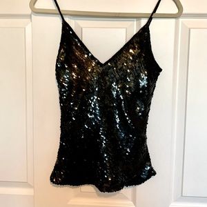 Cashe Black Sequins Women’s Tank Top With beads